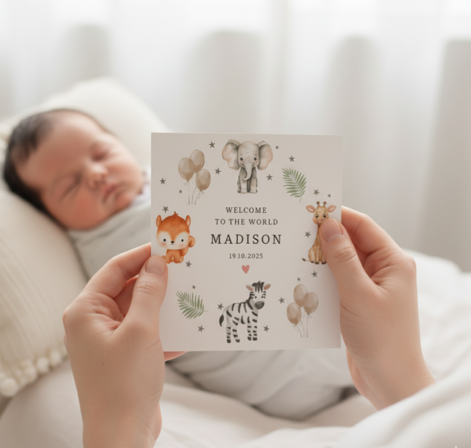 Welcome to the World Personalised Newborn Card
