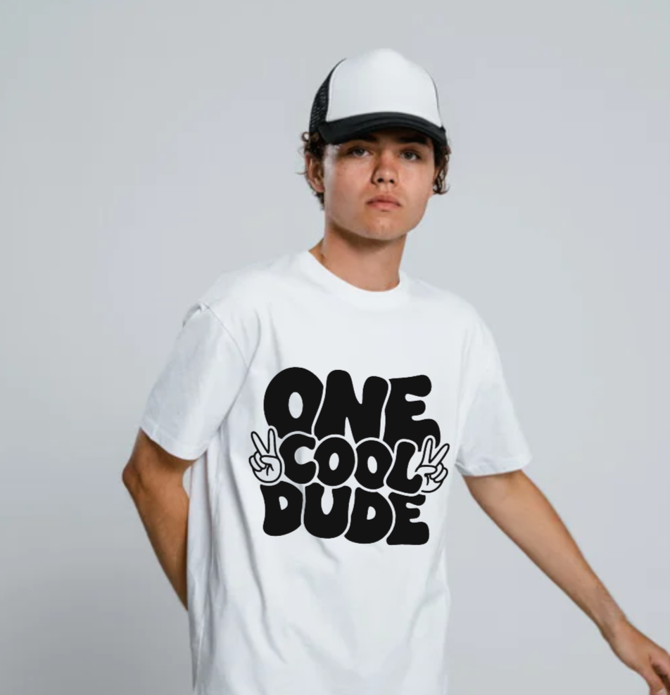 One Cool Dude HTV Decal | Retro Iron-On Vinyl Transfer – 3 Sizes