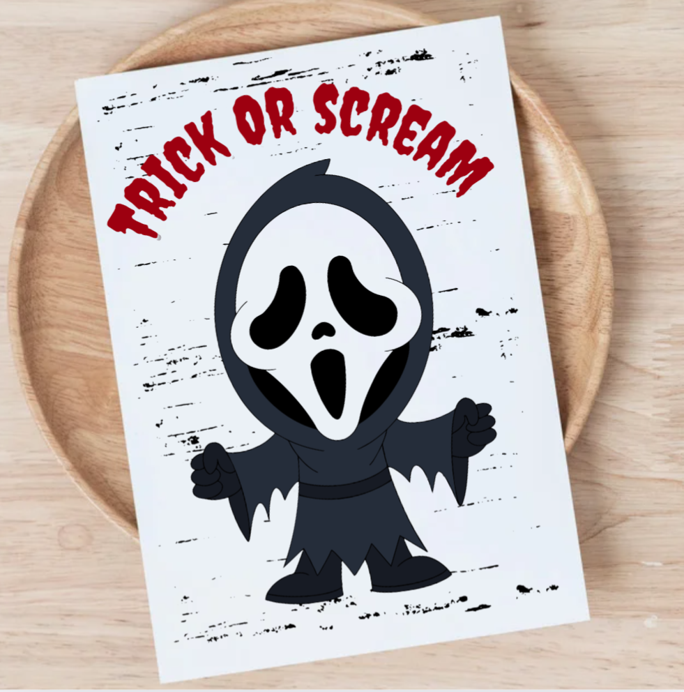 Trick or Scream Halloween Card – Funny Scary Ghostface Design