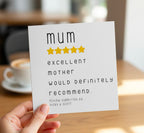 Mum Review Card – Excellent Mother Would Recommend