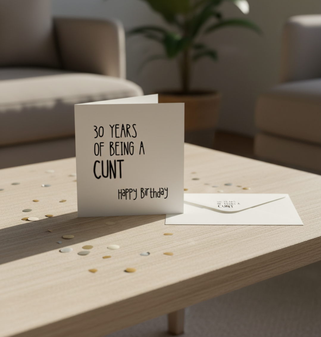 Funny 30th Birthday Card – Square Milestone Card