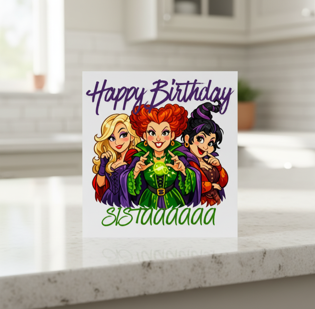 Happy Birthday Sistaaa Witchy Card