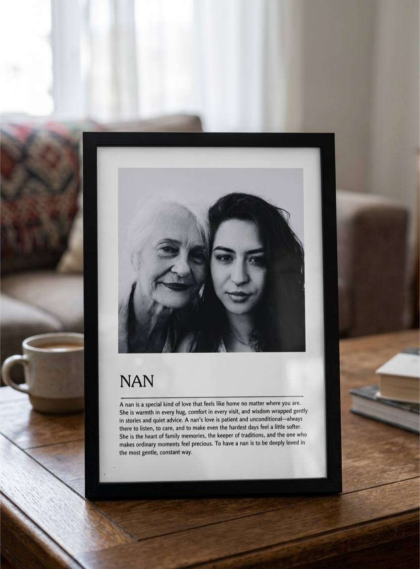 Personalised photo print with words