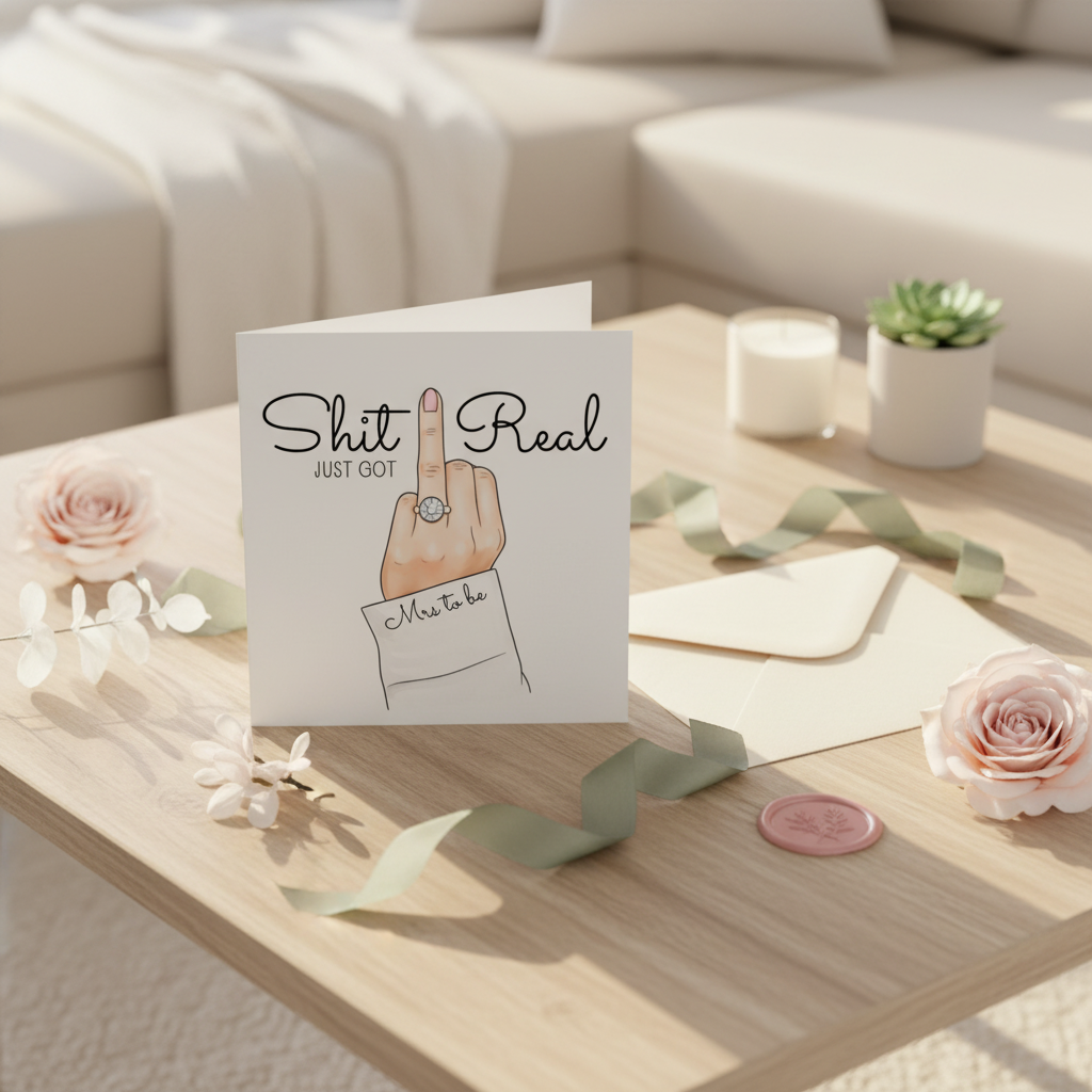 Shit just got real engagement card