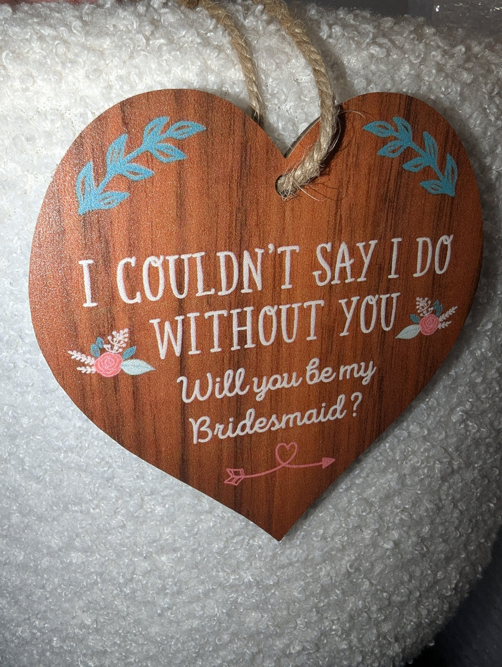 Will You Be My Bridesmaid Wooden Heart Plaque – Rustic Wedding Proposal Gift