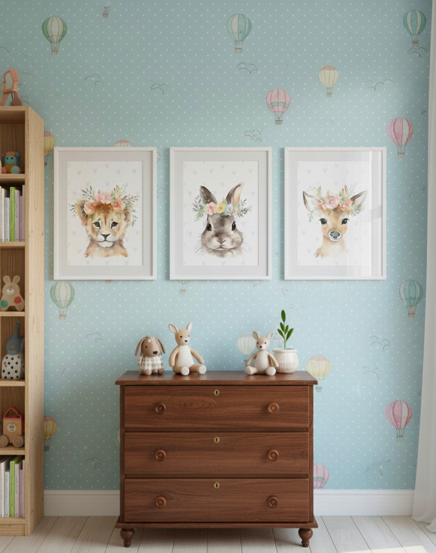 Floral Woodland Animal Nursery Prints Set Of 3