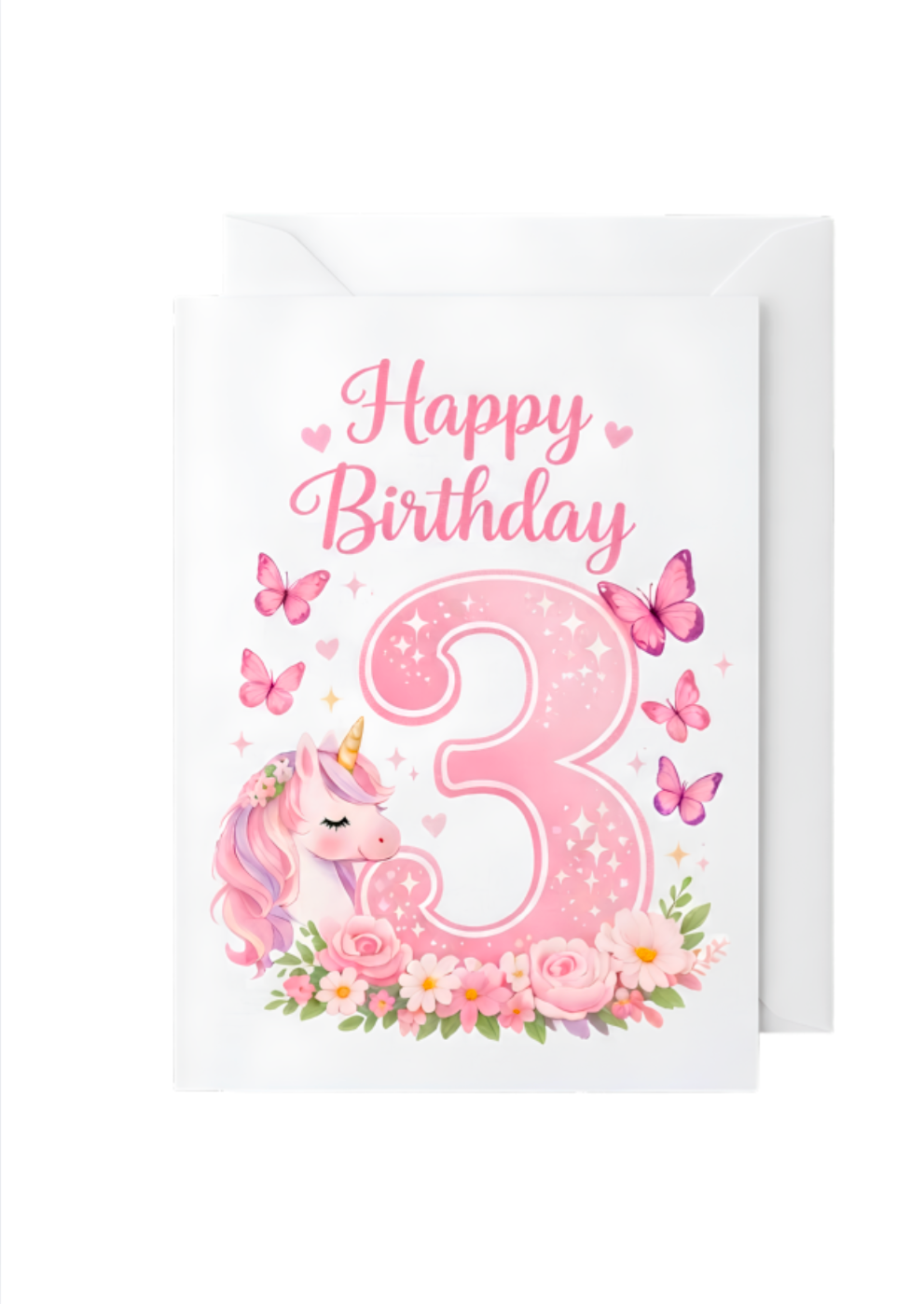 Unicorn 3rd Birthday Card
