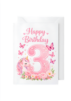 Unicorn 3rd Birthday Card