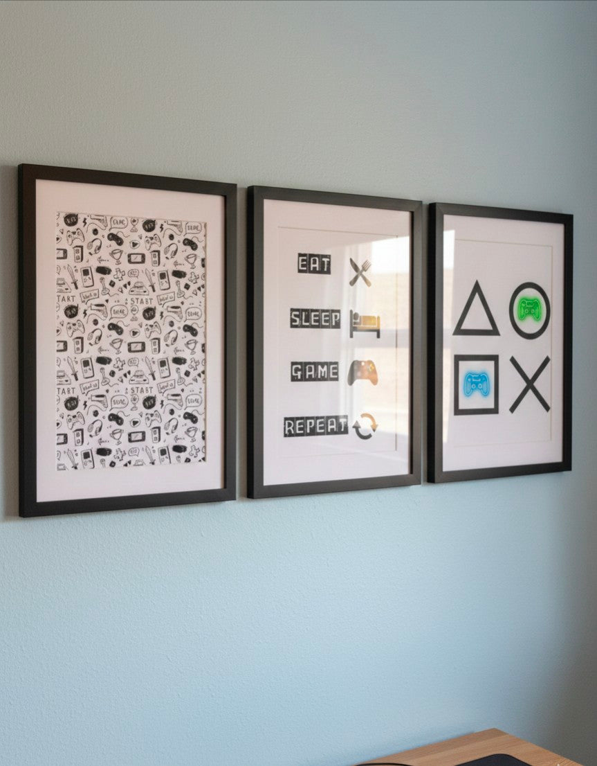 Eat Sleep Game Repeat. Set of 3