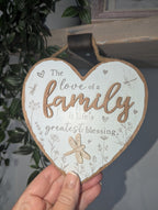 Wooden Heart Family Plaque – Hanging Wall Sign