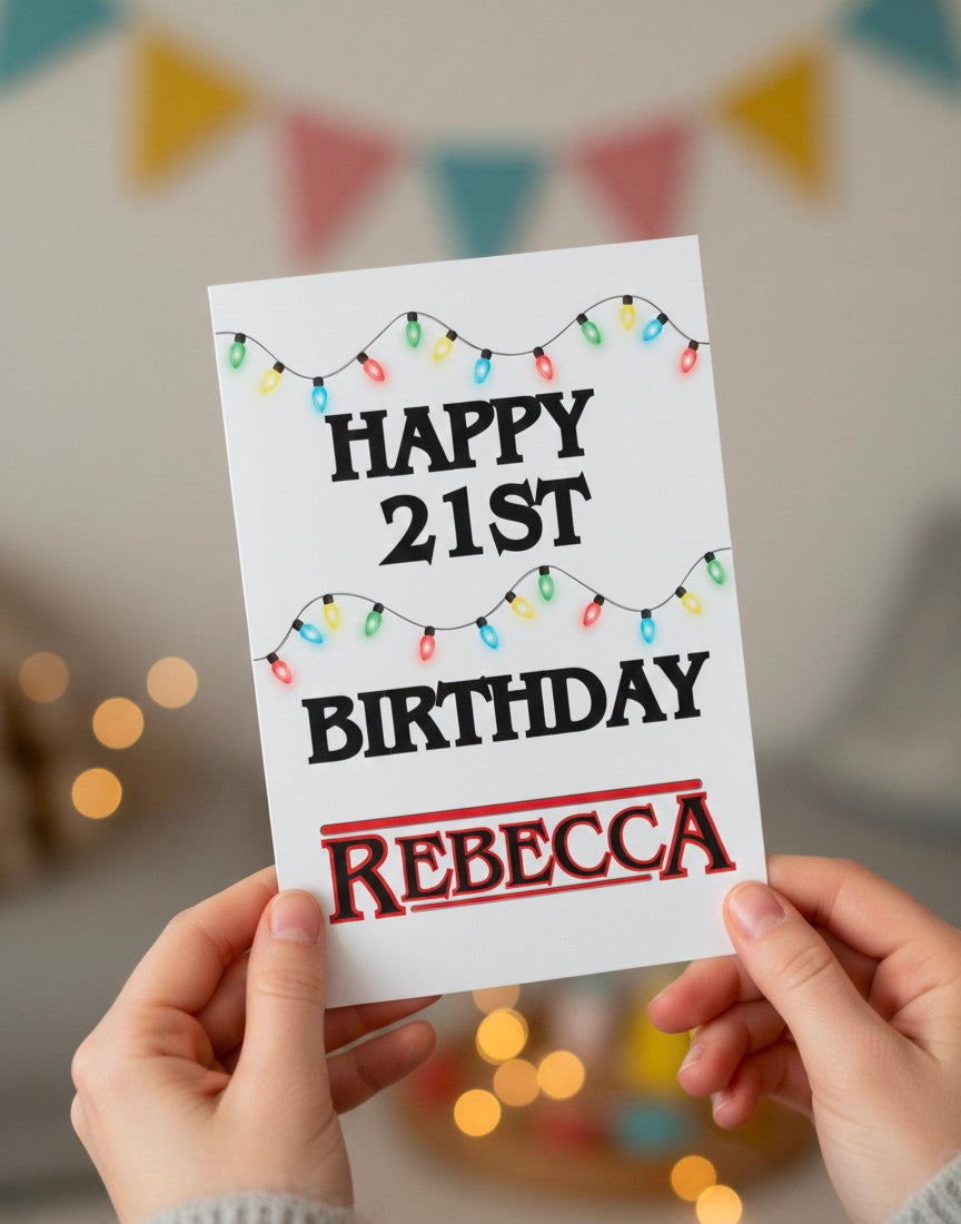 Personalised Birthday Card - Retro Lights Design