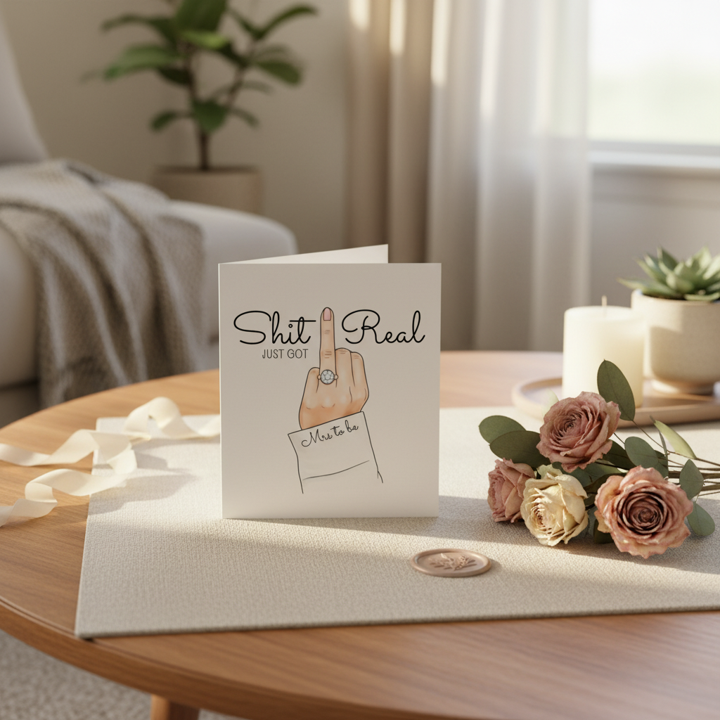 Shit just got real engagement card