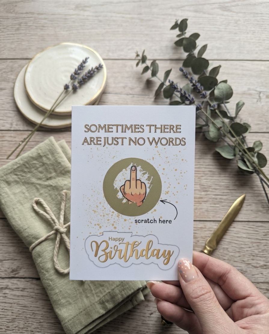No Words Rude Birthday Scratch Card