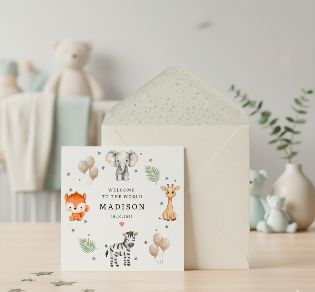 Welcome to the World Personalised Newborn Card