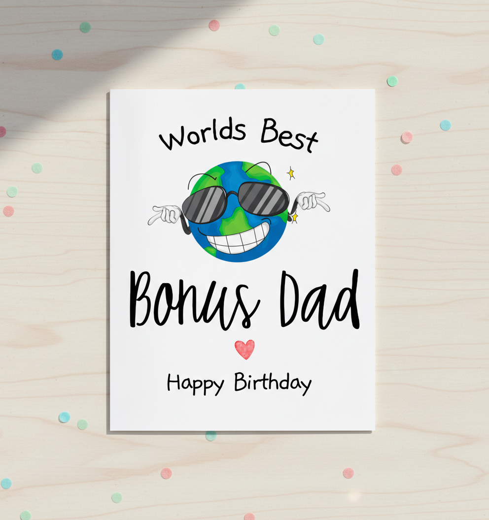 World’s Best Bonus Dad Birthday Card