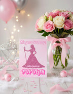 Pink Glitter Princess Birthday Card