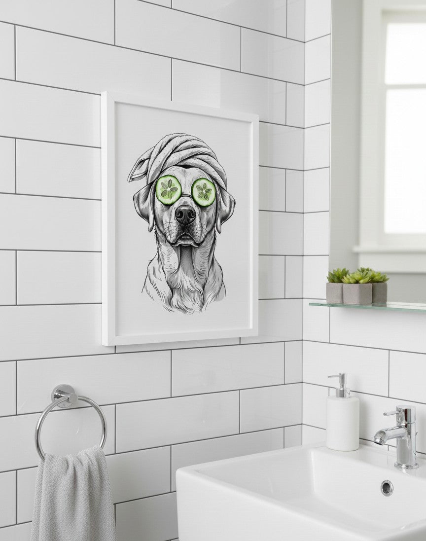 Labrador Spa Dog Bathroom Print