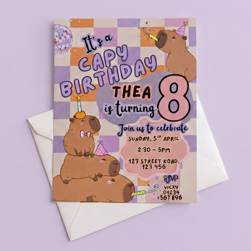It's a Capy Birthday - Personalised Party Invitations