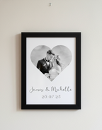 Personalised Heart Photo Print with Names & Date | A4 Couple Print