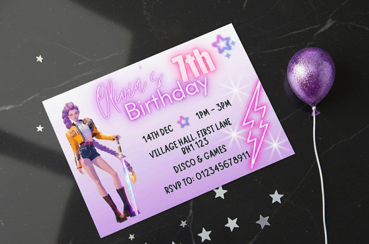 Personalised K-Pop Kids Birthday Party Invitations | Custom Name, Age & Details | Packs of 10, 20 or 30 | Includes Envelopes