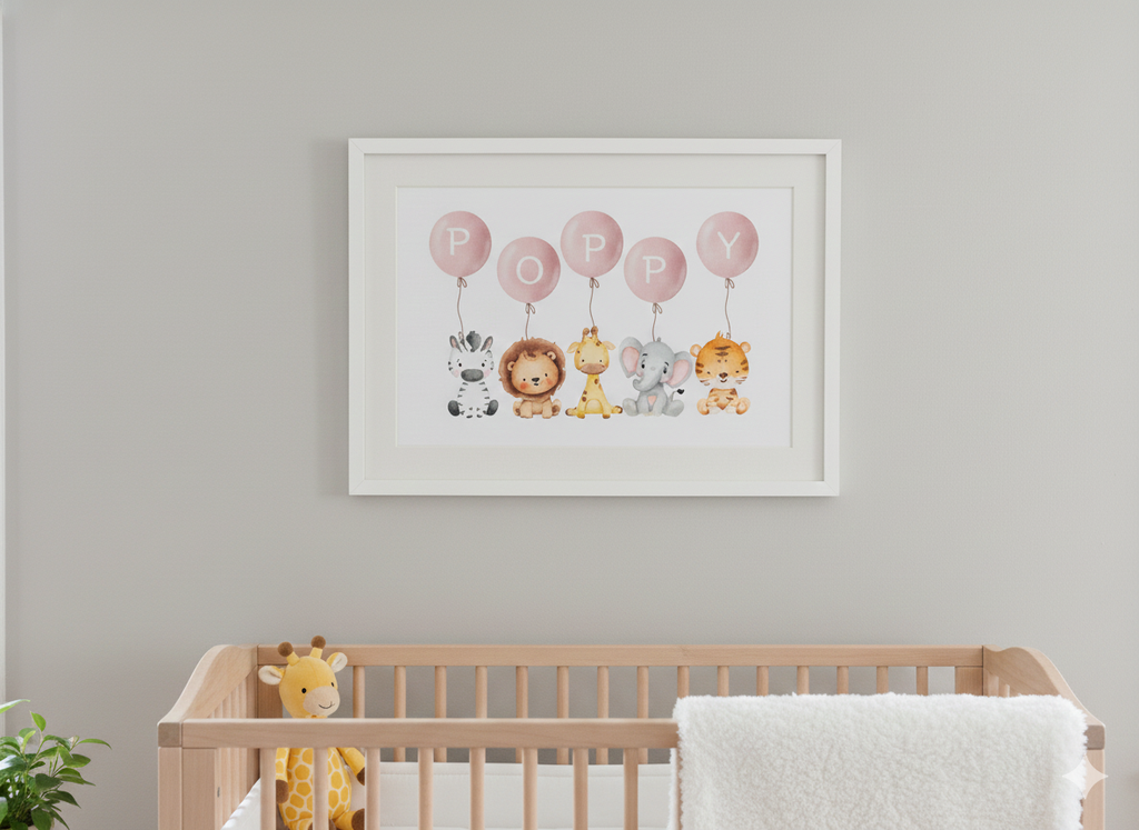 Personalised Pink or Blue Balloon Name Print