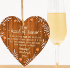 Maid of Honor Wooden Heart Plaque – Wedding Thank You Gift
