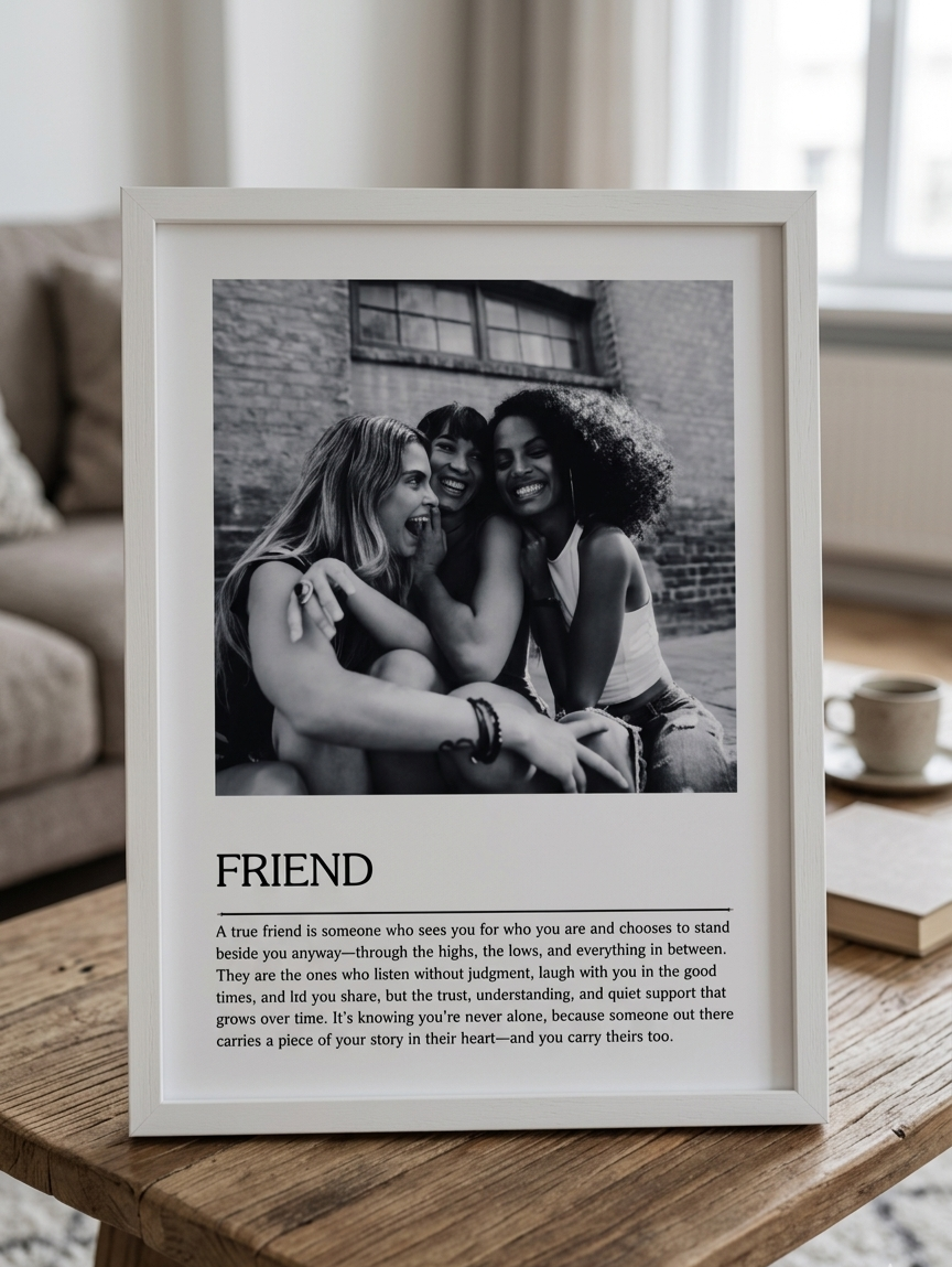 Personalised photo print with words