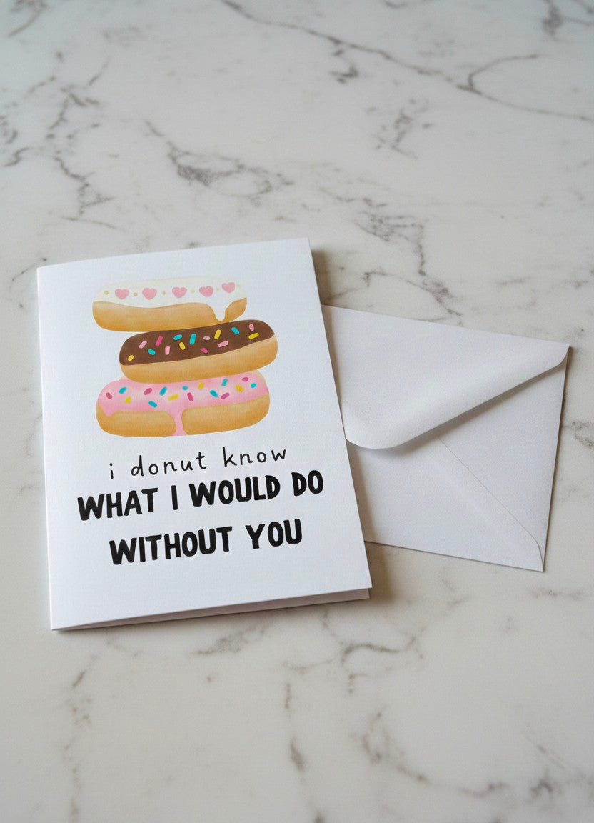 Funny Donut Valentine's Card – I Donut Know What I Would Do Without You