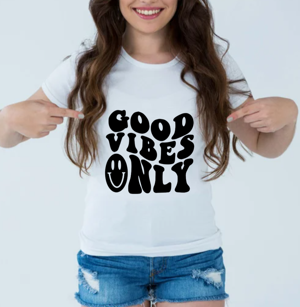 Good Vibes Only HTV Decal | Retro Iron-On Vinyl Transfer – 3 Sizes