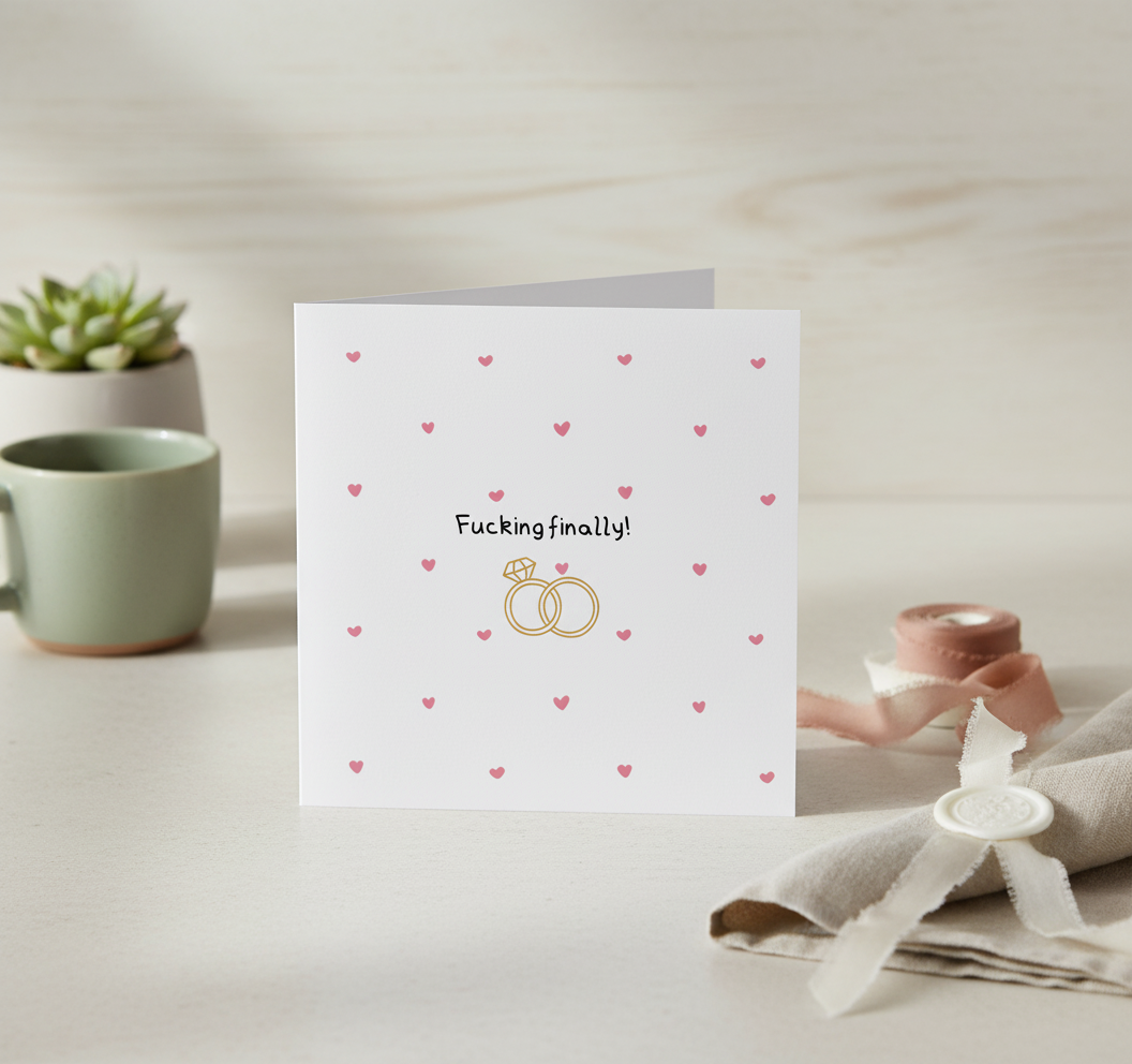 Finally Congratulations card for engagement or wedding