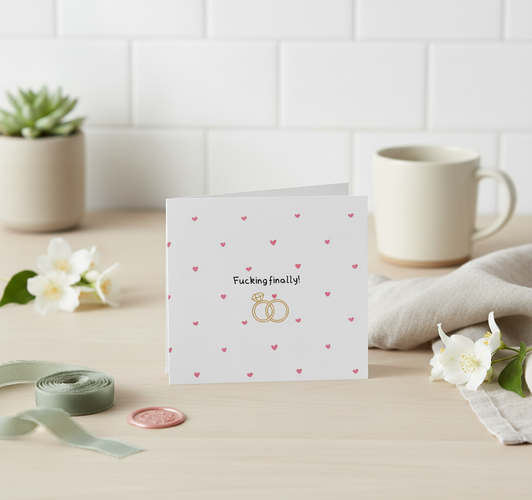 Finally Congratulations card for engagement or wedding
