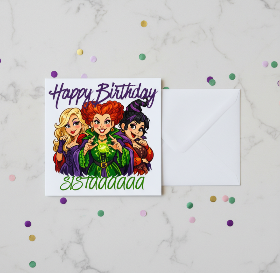 Happy Birthday Sistaaa Witchy Card