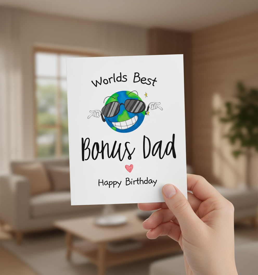 World’s Best Bonus Dad Birthday Card