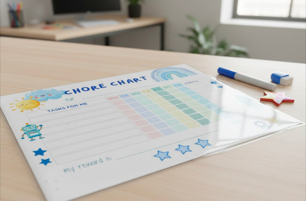 Kids Chore Chart. Laminated With Pen.