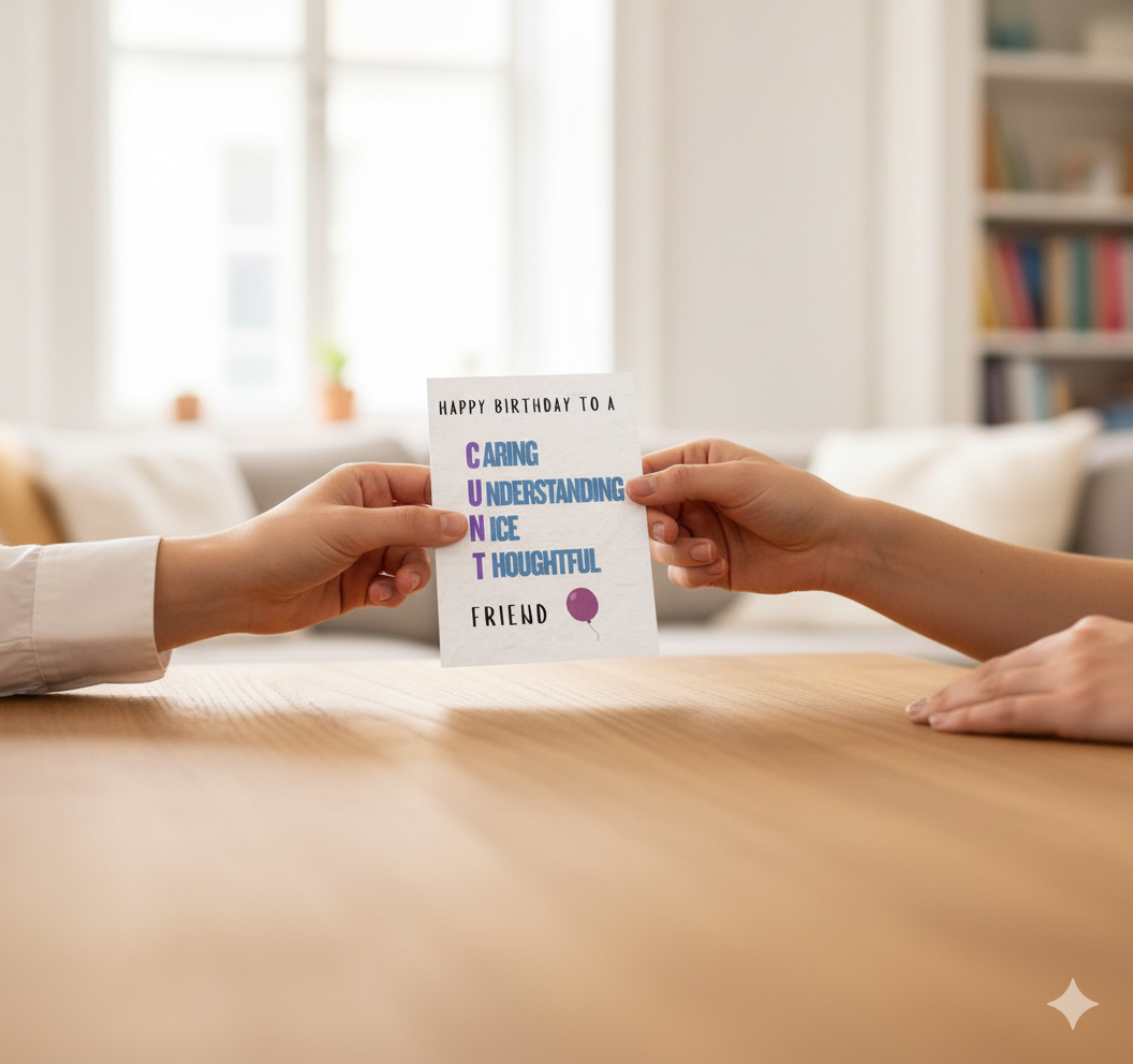 Happy Birthday to a Caring Understanding Nice Thoughtful Friend – Funny Rude Birthday Card