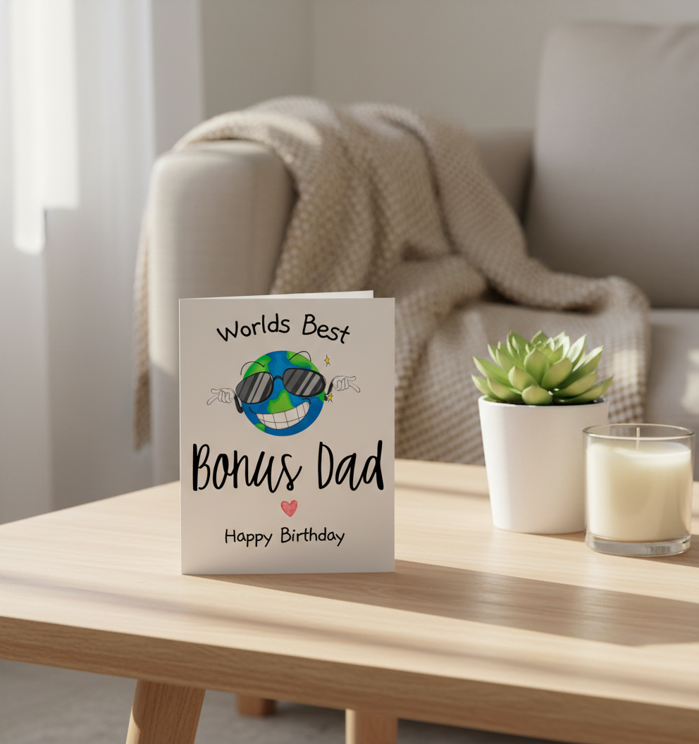 World’s Best Bonus Dad Birthday Card