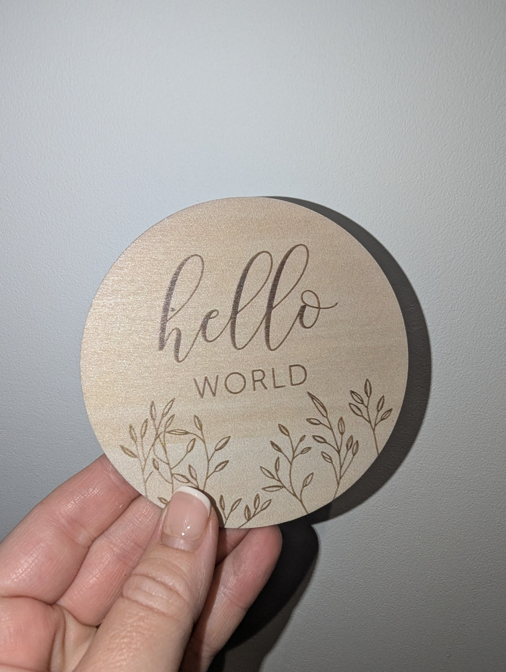 Wooden Baby Announcement Plaque – Hello World Newborn Photo Prop
