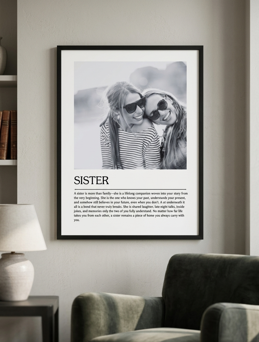 Personalised photo print with words