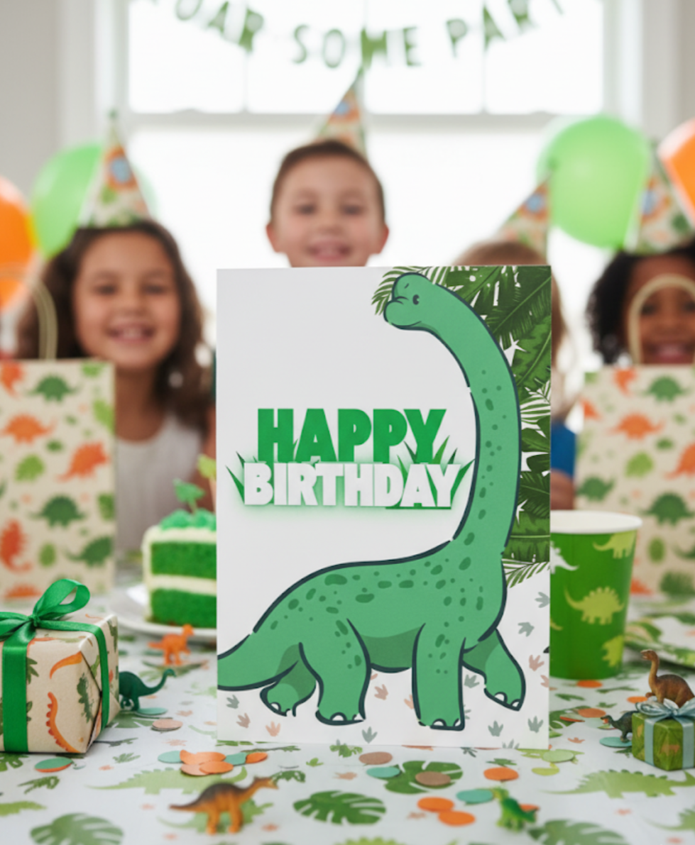 Kids Dinosaur Birthday Card