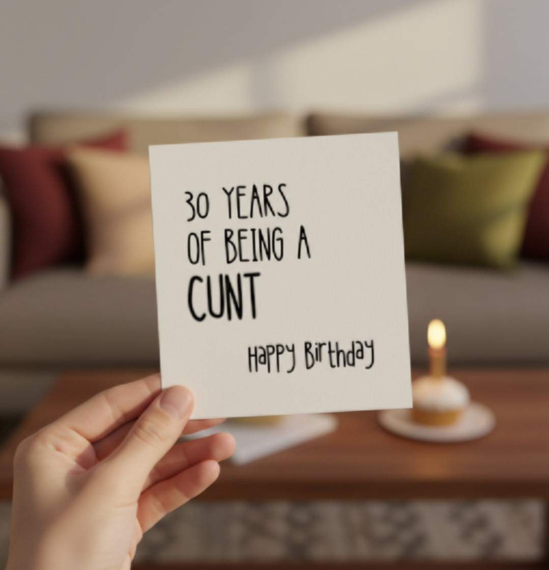 Funny 30th Birthday Card – Square Milestone Card