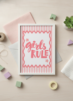 Girls Rule A4 Kids Print - Empowering Wall Art for Little Legends