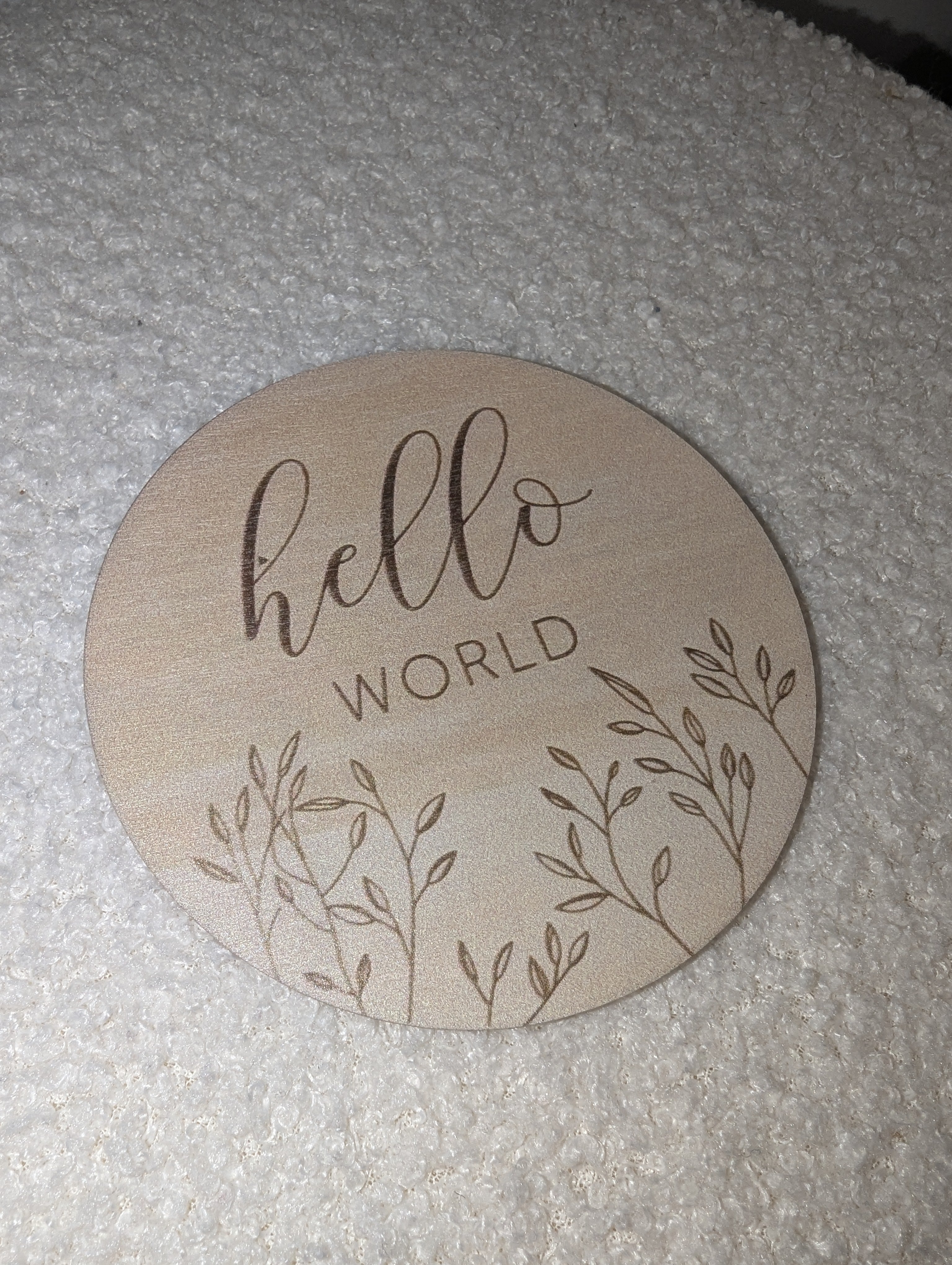 Wooden Baby Announcement Plaque – Hello World Newborn Photo Prop