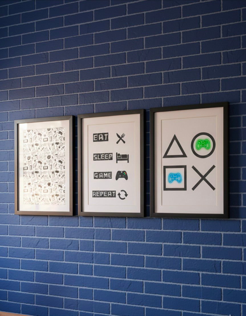 Eat Sleep Game Repeat. Set of 3