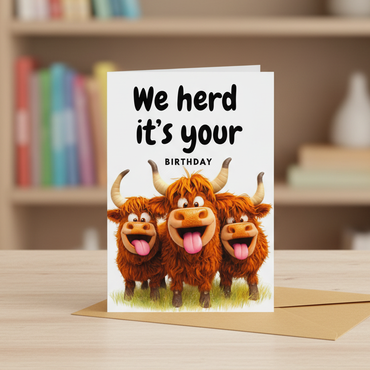 We Herd It’s Your Birthday – Funny Highland Cow Card