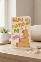 Birthday Card: Capybara Crew Celebrates Your Big Day! A5 Card