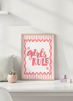 Girls Rule A4 Kids Print - Empowering Wall Art for Little Legends