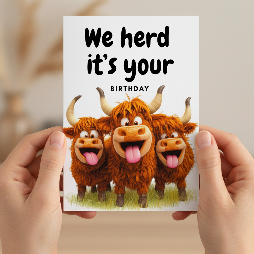 We Herd It’s Your Birthday – Funny Highland Cow Card