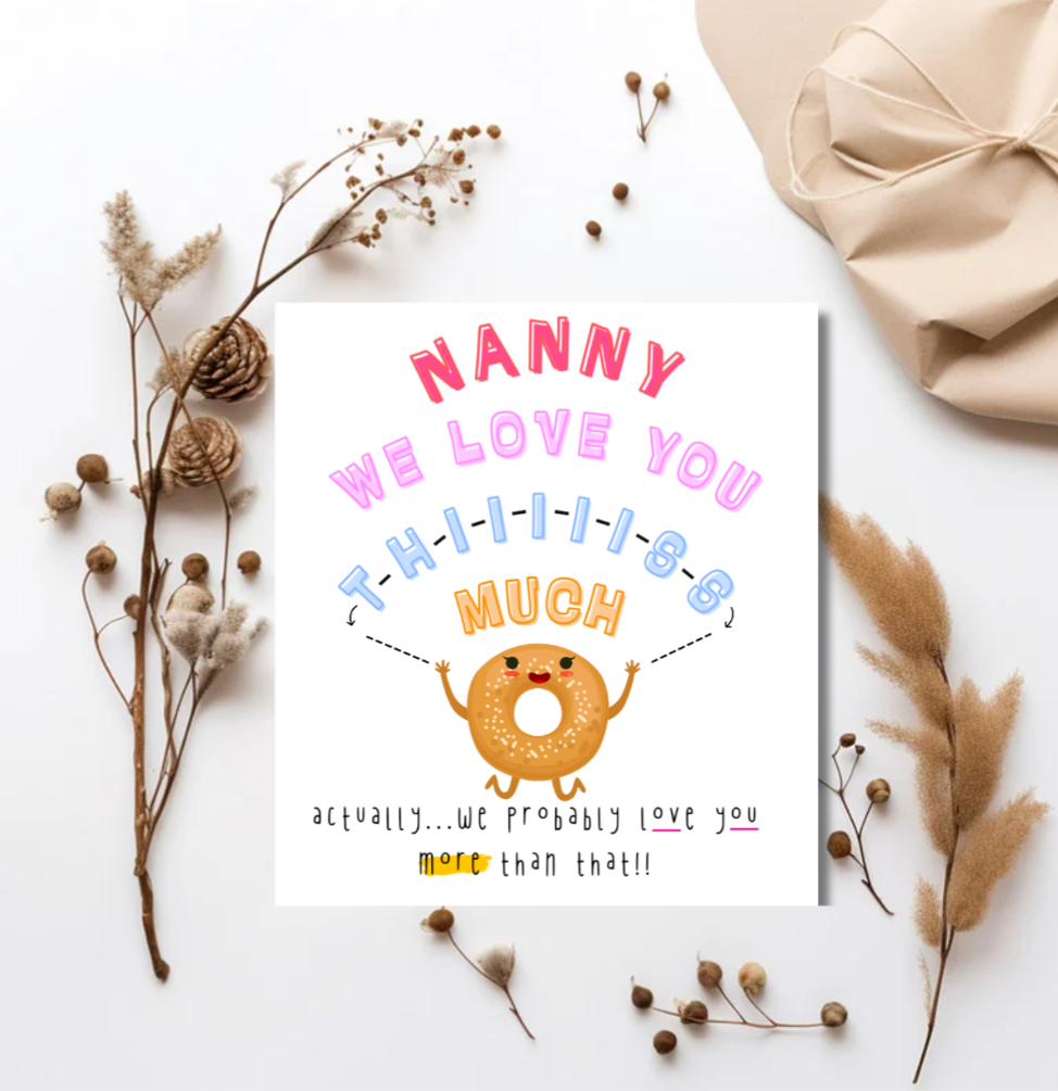 We Love You Thiiis Much Card | Personalised Cute Donut Birthday Card