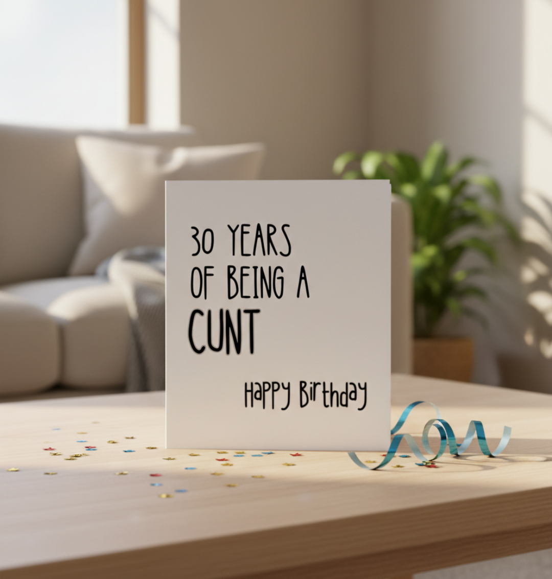 Funny 30th Birthday Card – Square Milestone Card
