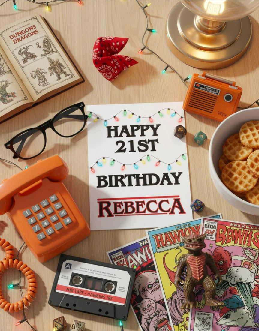 Personalised Birthday Card - Retro Lights Design